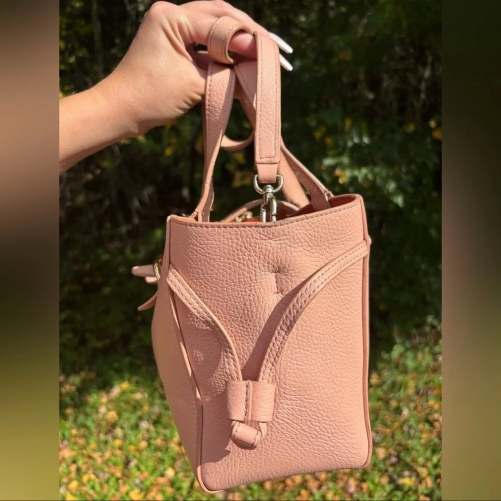 Furla Tote EUC Crossbody Genuine Leather Bag pebbled leather free charm & scarf - Picture 9 of 12